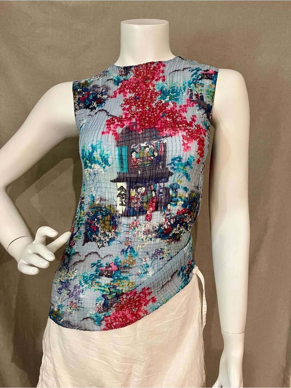 Libra Scenic Sleeveless Sheer Blouse Reversible
